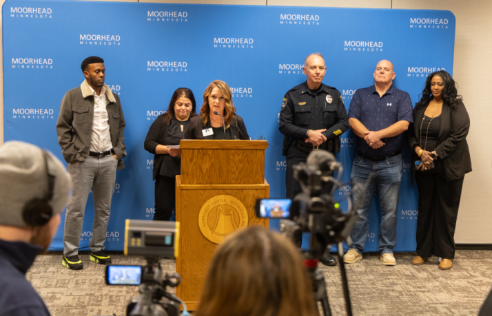 Mayor Carlson Speaking at a news conference